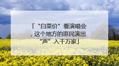 “白菜价”看演唱会，这个地方的惠民演出“声”入千万家
