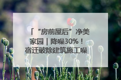 “房前屋后”净美家园｜降噪30%！宿迁破除建筑施工噪声扰民难题