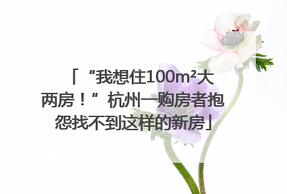 “我想住100m²大两房！”杭州一购房者抱怨找不到这样的新房