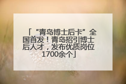 “青岛博士后卡”全国首发！青岛招引博士后人才，发布优质岗位1700余个