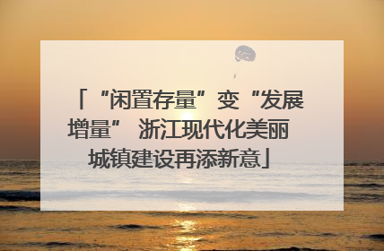 “闲置存量”变“发展增量” 浙江现代化美丽城镇建设再添新意