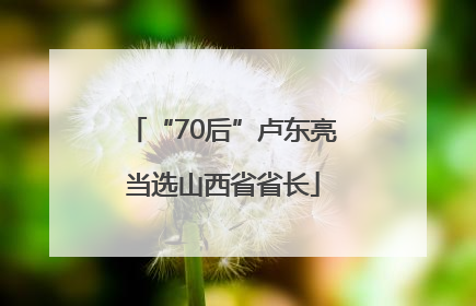 “70后”卢东亮当选山西省省长