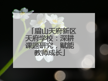 眉山天府新区天府学校：深耕课题研究，赋能教师成长