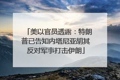 美以官员透露：特朗普已告知内塔尼亚胡其反对军事打击伊朗