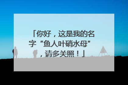 你好，这是我的名字“鱼人叶硝水母”，请多关照！