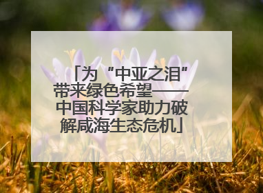 为“中亚之泪”带来绿色希望——中国科学家助力破解咸海生态危机