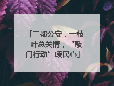 三都公安：一枝一叶总关情，“敲门行动”暖民心