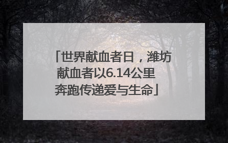 世界献血者日，潍坊献血者以6.14公里奔跑传递爱与生命