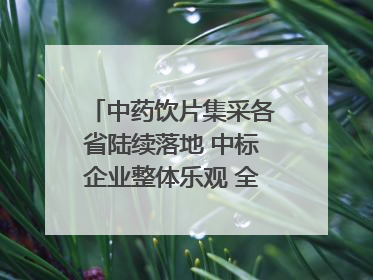 中药饮片集采各省陆续落地 中标企业整体乐观 全产业链洗牌已开始｜传真
