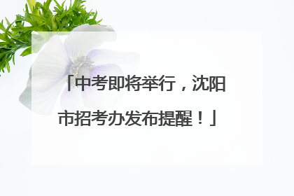 中考即将举行，沈阳市招考办发布提醒！