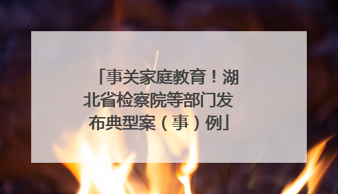 事关家庭教育！湖北省检察院等部门发布典型案（事）例