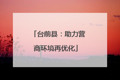 台前县：助力营商环境再优化