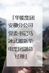 华能集团安徽分公司党委书记马冰武履新华电集团副总经理