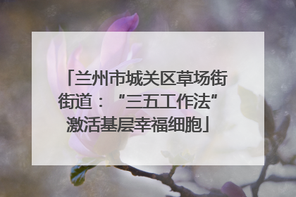 兰州市城关区草场街街道：“三五工作法”激活基层幸福细胞