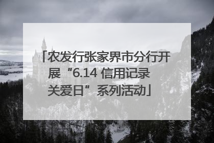 农发行张家界市分行开展“6.14 信用记录关爱日”系列活动