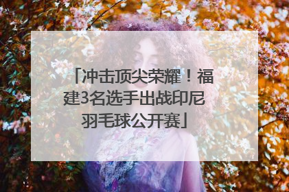 冲击顶尖荣耀！福建3名选手出战印尼羽毛球公开赛