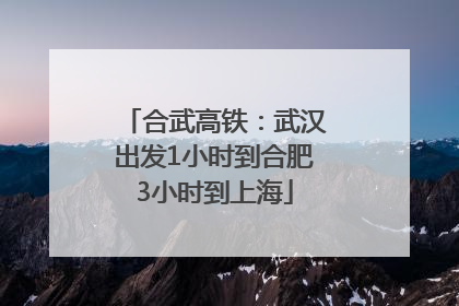 合武高铁：武汉出发1小时到合肥3小时到上海
