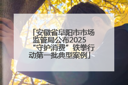 安徽省阜阳市市场监管局公布2025“守护消费”铁拳行动第一批典型案例