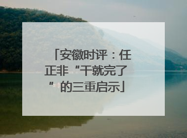 安徽时评：任正非“干就完了”的三重启示
