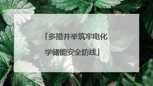 多措并举筑牢电化学储能安全防线