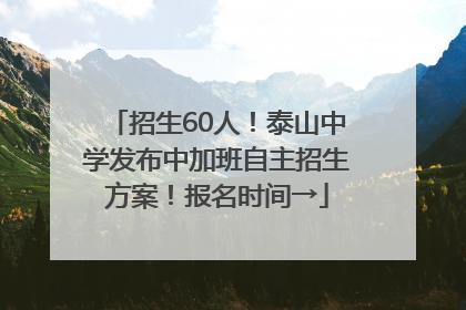 招生60人！泰山中学发布中加班自主招生方案！报名时间→