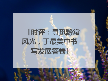时评：寻觅黔常风光，于最美中书写发展答卷