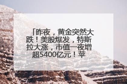昨夜，黄金突然大跌！美股爆发，特斯拉大涨，市值一夜增超5400亿元！苹果传来大消息