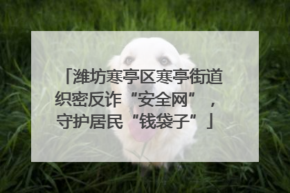 潍坊寒亭区寒亭街道织密反诈“安全网”，守护居民“钱袋子”