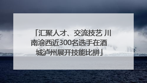 汇聚人才、交流技艺 川南渝西近300名选手在酒城泸州展开技能比拼