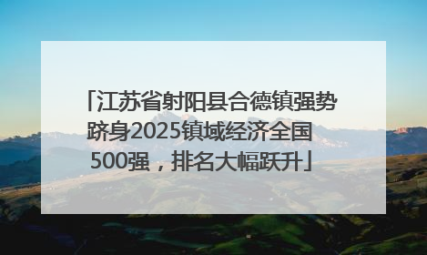 江苏省射阳县合德镇强势跻身2025镇域经济全国500强，排名大幅跃升