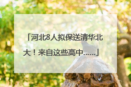 河北8人拟保送清华北大！来自这些高中……