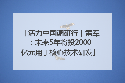 活力中国调研行｜雷军：未来5年将投2000亿元用于核心技术研发