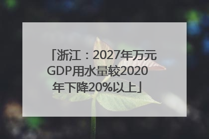 浙江：2027年万元GDP用水量较2020年下降20%以上