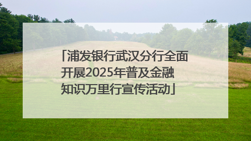 浦发银行武汉分行全面开展2025年普及金融知识万里行宣传活动