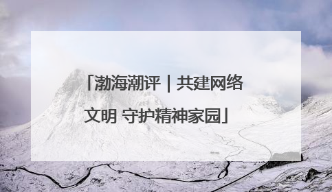 渤海潮评｜共建网络文明 守护精神家园