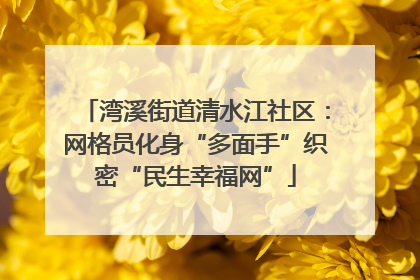 湾溪街道清水江社区：网格员化身“多面手”织密“民生幸福网”