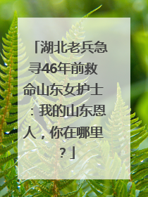 湖北老兵急寻46年前救命山东女护士：我的山东恩人，你在哪里？