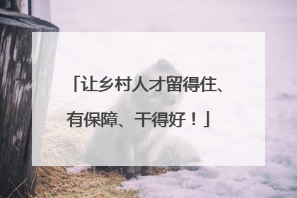 让乡村人才留得住、有保障、干得好！