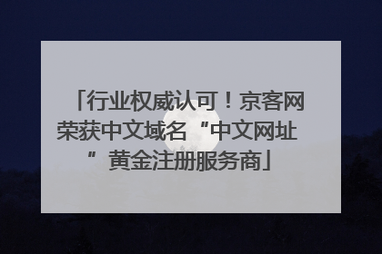 行业权威认可！京客网荣获中文域名“中文网址”黄金注册服务商