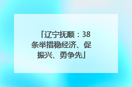 辽宁抚顺：38条举措稳经济、促振兴、勇争先