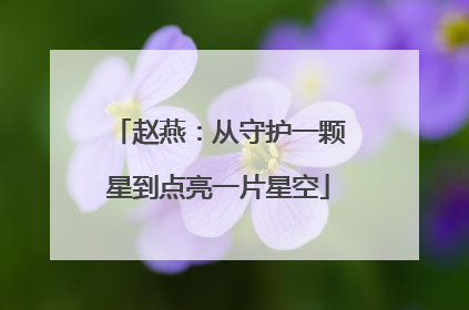 赵燕：从守护一颗星到点亮一片星空