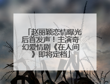 赵丽颖恋情曝光后首发声！主演奇幻爱情剧《在人间》即将定档