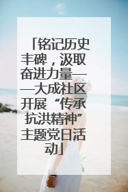 铭记历史丰碑，汲取奋进力量——大成社区开展“传承抗洪精神”主题党日活动