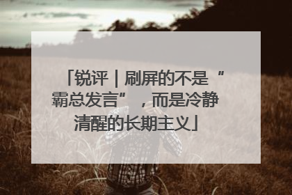 锐评｜刷屏的不是“霸总发言”，而是冷静清醒的长期主义