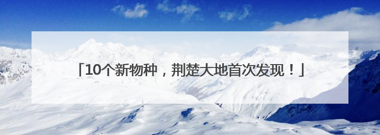 10个新物种，荆楚大地首次发现！